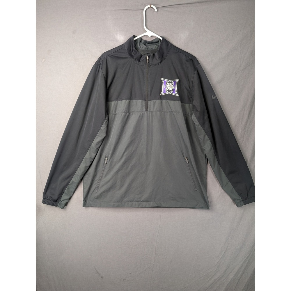 Nike Shield Men's Large Holy Cross Crusaders 1/2 Zip Jacket Gray Black